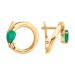 Золотые cерьги классические с агатом зеленым