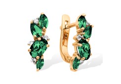 Золотые cерьги классические с турмалином