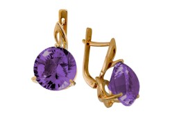 Золотые cерьги классические с александритом