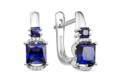 Серьги классические из белого золота с сапфиром