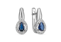 Серьги классические из белого золота с сапфиром