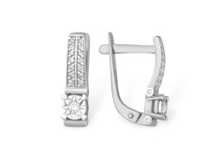 Серьги классические из белого золота с бриллиантом