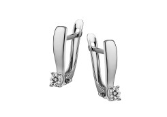Серьги классические из белого золота с бриллиантом