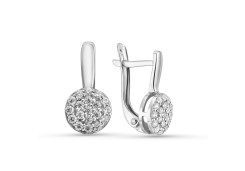 Серьги классические из белого золота с бриллиантом