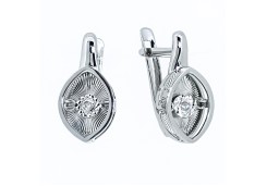 Серьги классические из белого золота с бриллиантом