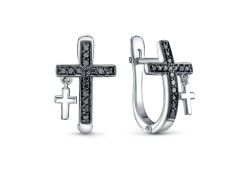 Серьги классические из белого золота с бриллиантом