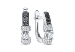 Серьги классические из белого золота с бриллиантом