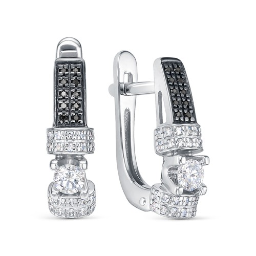 Серьги классические из белого золота с бриллиантом