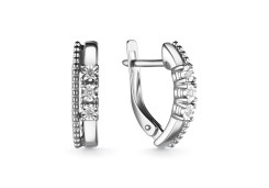 Серьги классические из белого золота с бриллиантом