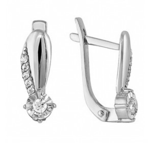 Серьги классические из белого золота с бриллиантом