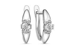 Серьги классические из белого золота с бриллиантом