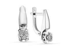 Серьги классические из белого золота с бриллиантом