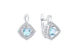Серьги классические из белого золота с топазом