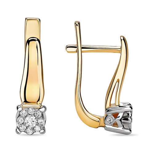 Серьги классические из желтого золота с бриллиантом