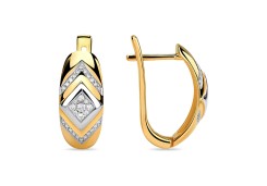 Серьги классические из желтого золота с бриллиантом