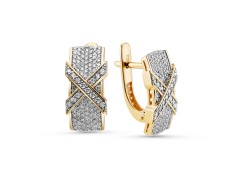 Серьги классические из желтого золота с бриллиантом