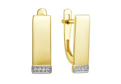 Серьги классические из желтого золота с фианитом