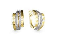 Серьги классические из желтого золота с фианитом