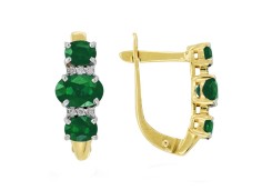 Серьги классические из желтого золота с изумрудом