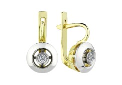Золотые cерьги классические с бриллиантом