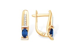 Золотые cерьги с сапфиром