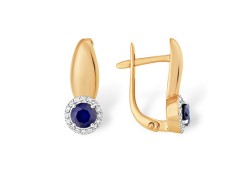 Золотые cерьги с сапфиром
