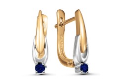 Золотые cерьги с сапфиром