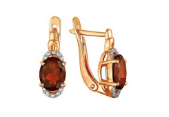Золотые cерьги с гранатом