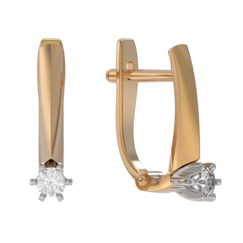 Золотые cерьги с бриллиантом