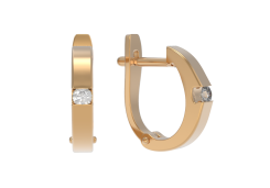 Золотые cерьги с бриллиантом