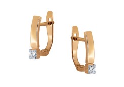 Золотые cерьги с бриллиантом