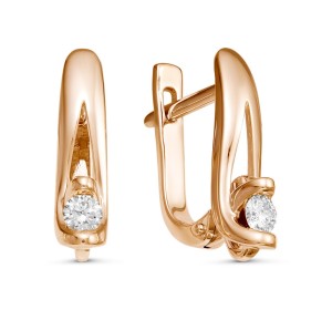 Золотые cерьги с бриллиантом