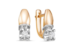 Золотые cерьги с бриллиантом