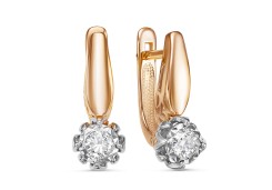 Золотые cерьги с бриллиантом