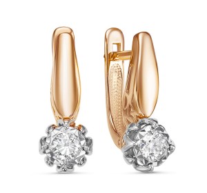 Золотые cерьги с бриллиантом