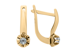Золотые cерьги с бриллиантом