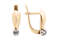 Золотые cерьги с бриллиантом
