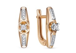 Золотые cерьги с бриллиантом