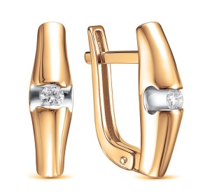 Золотые cерьги с бриллиантом