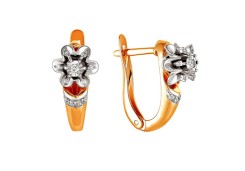 Золотые cерьги с бриллиантом