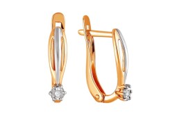 Золотые cерьги с бриллиантом