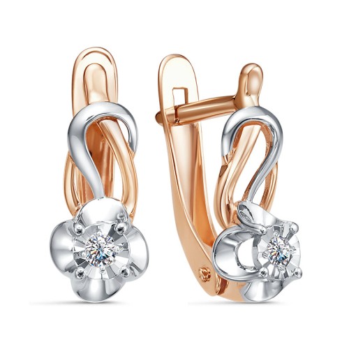 Золотые cерьги с бриллиантом