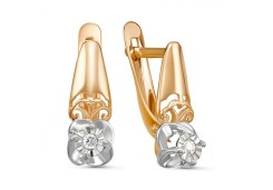 Золотые cерьги с бриллиантом