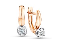 Золотые cерьги с бриллиантом