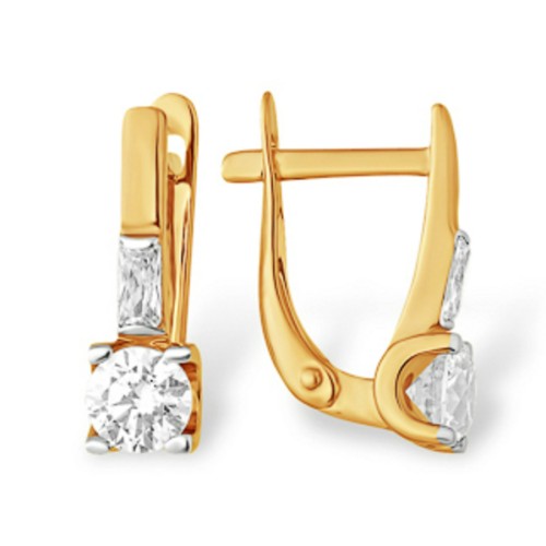 Золотые cерьги с фианитом