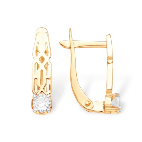 Золотые cерьги с фианитом