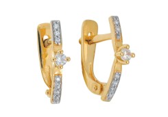 Золотые cерьги с фианитом