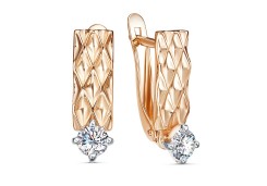 Золотые cерьги с фианитом