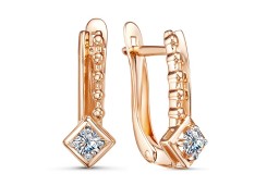 Золотые cерьги с фианитом