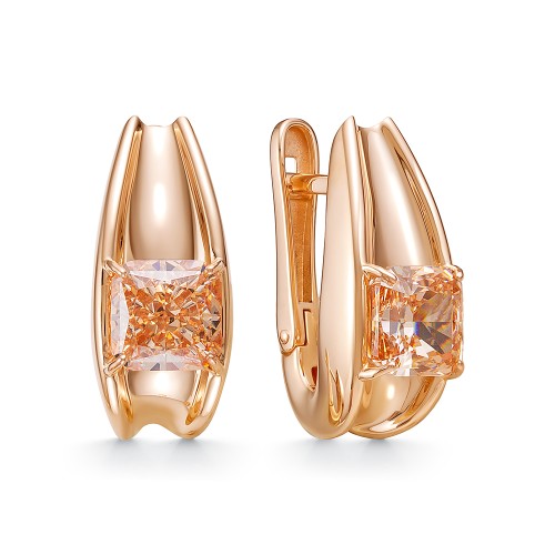 Золотые cерьги с фианитом